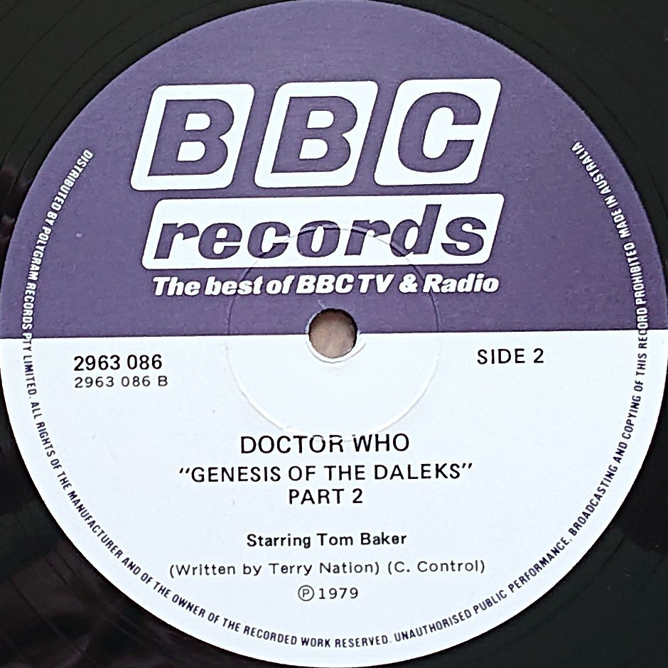 2963 086 Doctor Who - Genesis of the Daleks Terry Nation from the BBC records and Tapes library Label